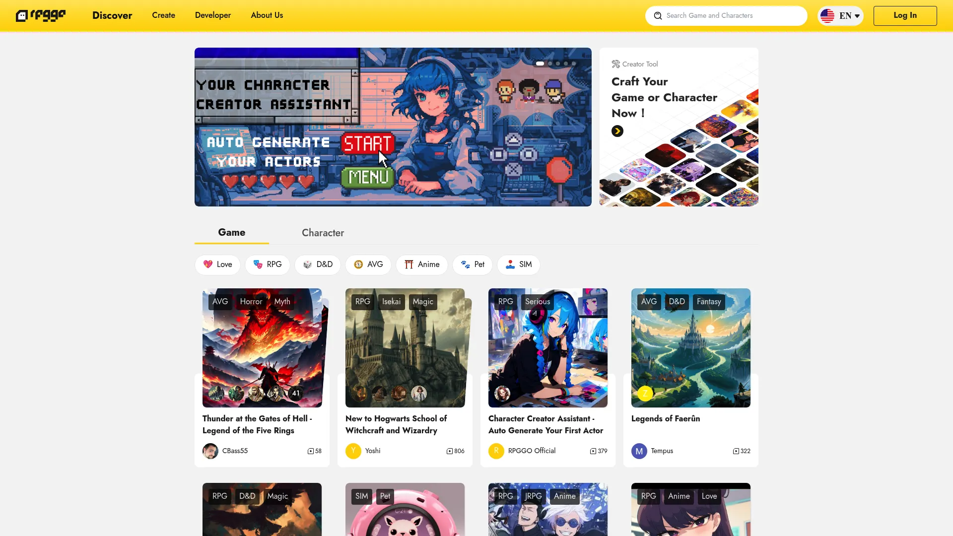 RPGGO AI website preview
