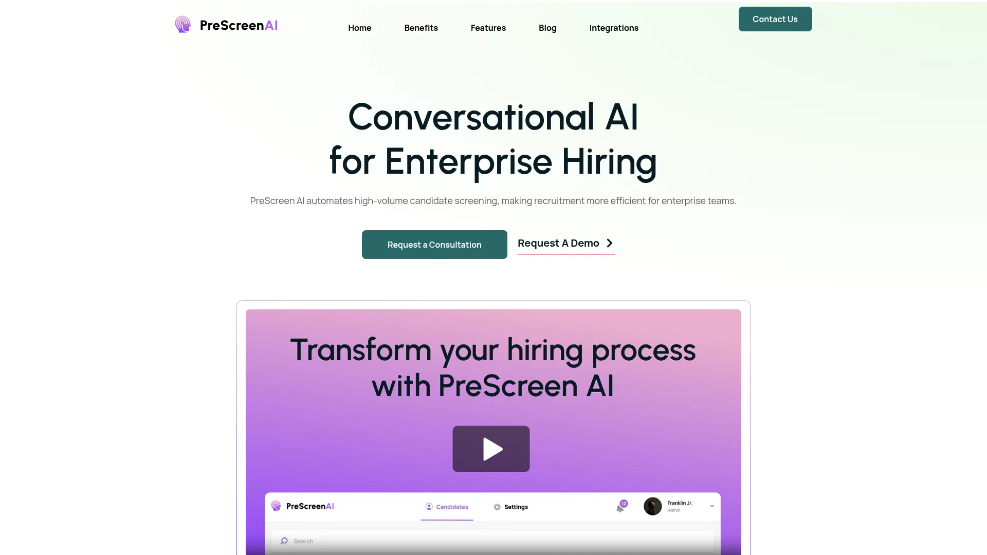 PreScreen AI website preview