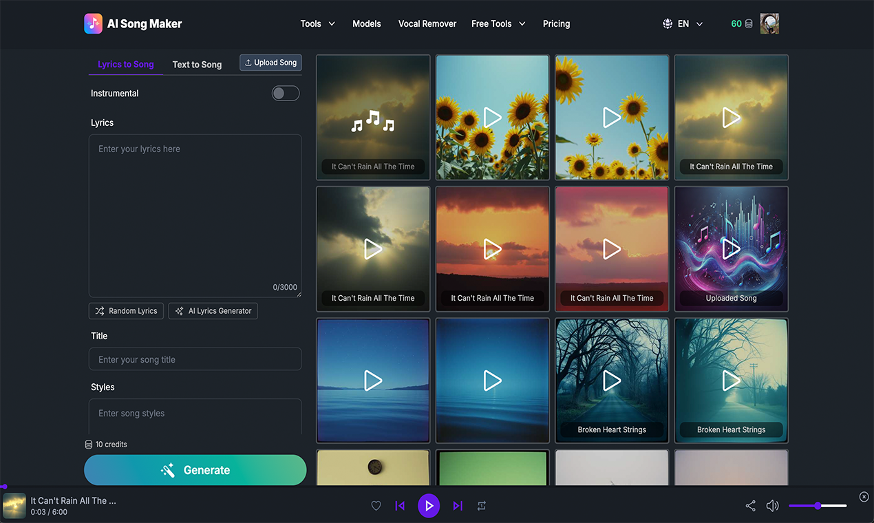 AI Song Maker website preview