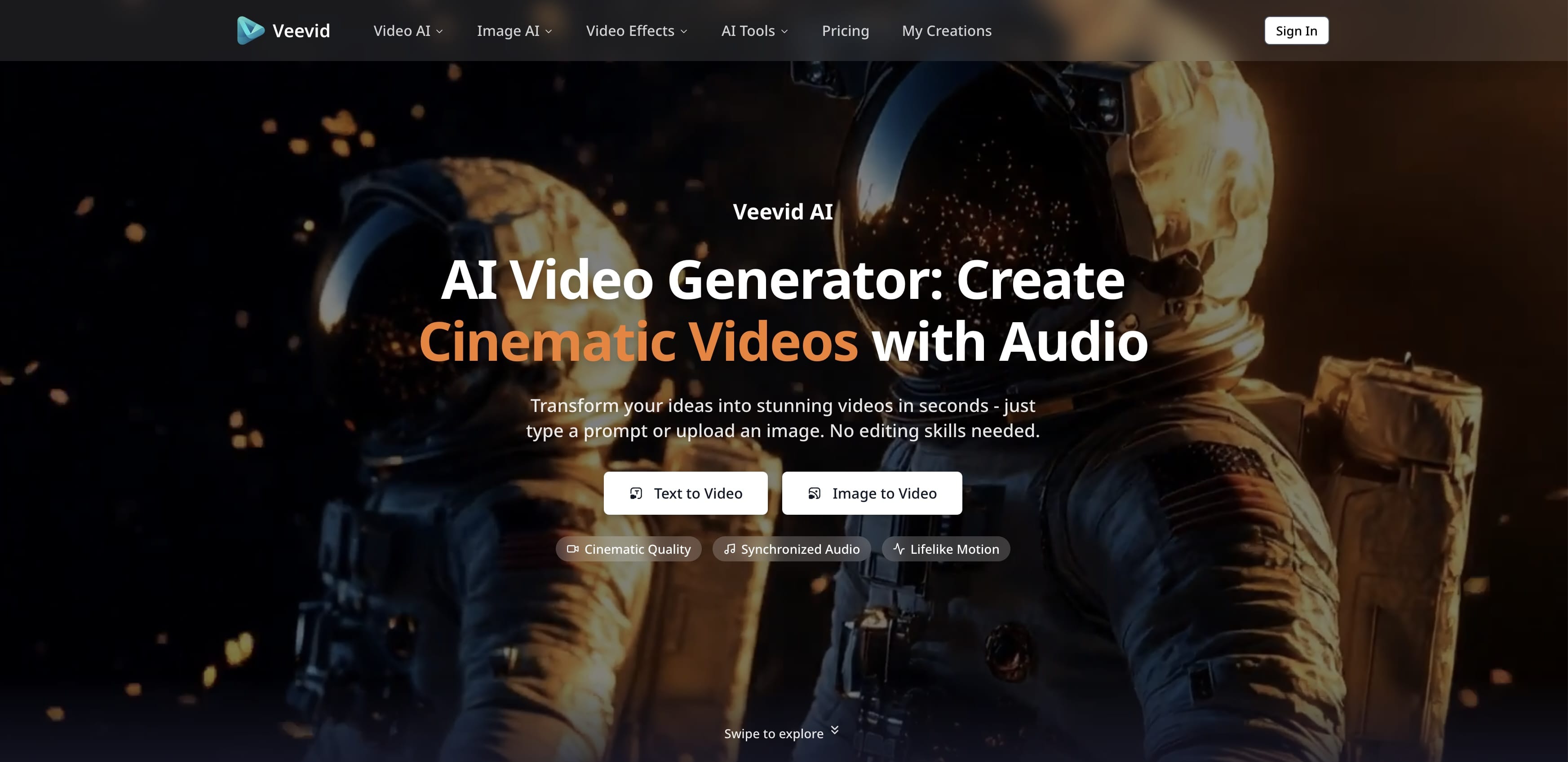 Veevid – Professional AI Video Generator for Cinematic Content preview