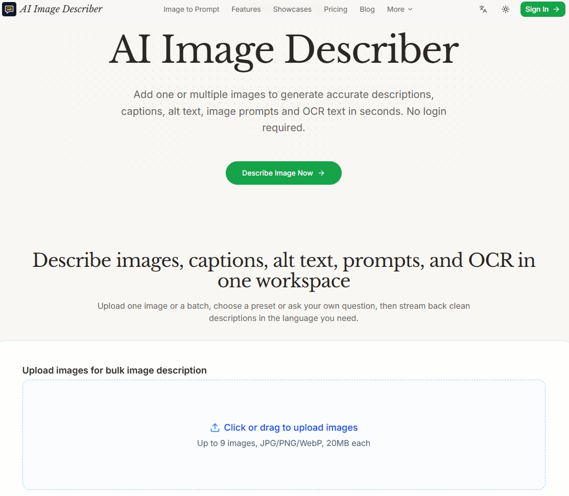 AI Image Describer preview