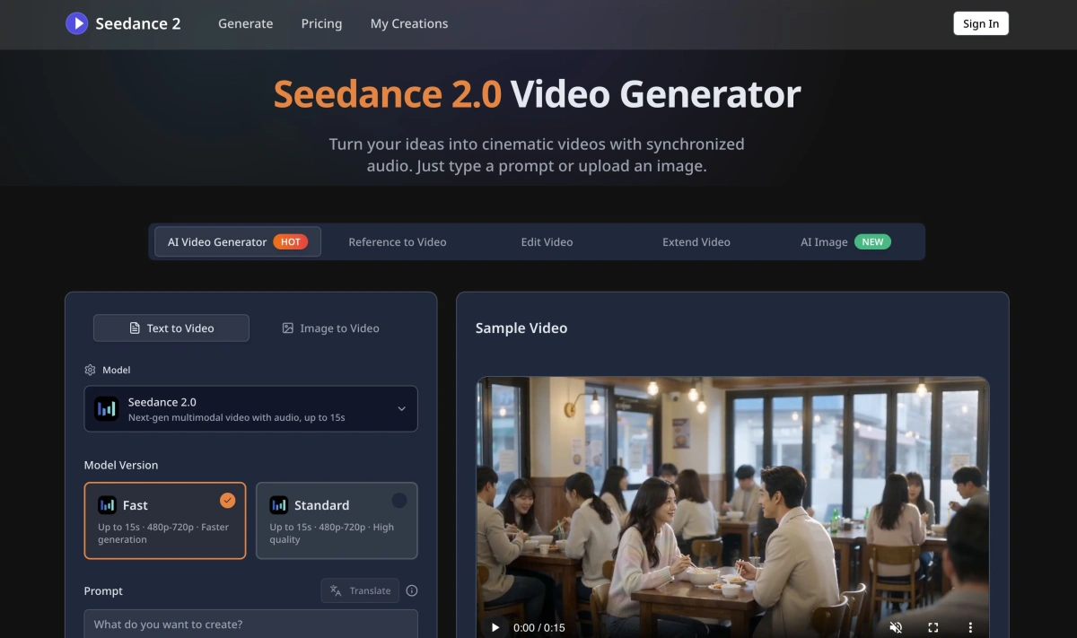 Seedance 2.0 | AI-powered cinematic video creation preview