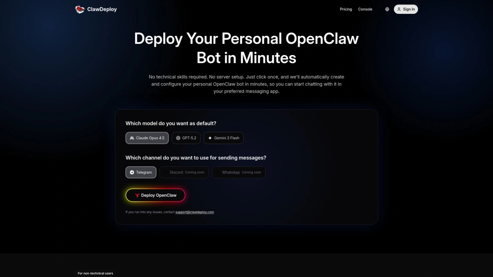 ClawDeploy website preview