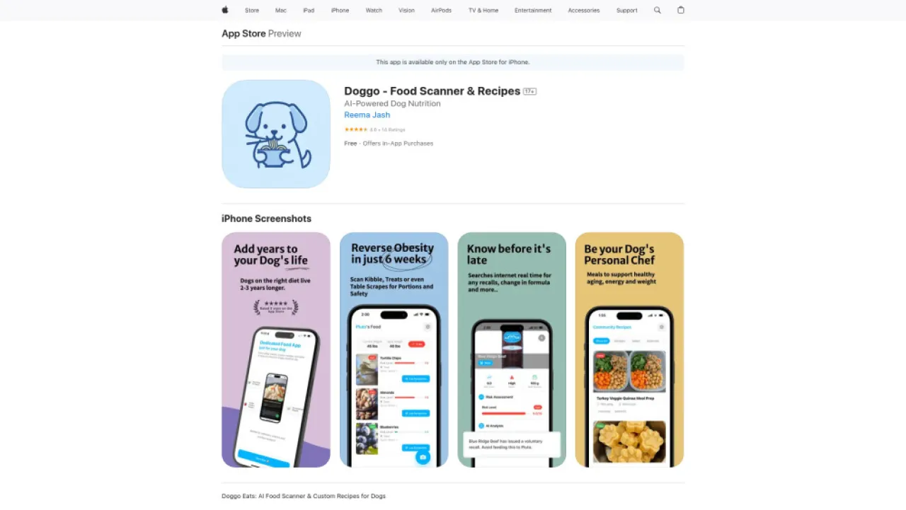 Doggo Eats website preview