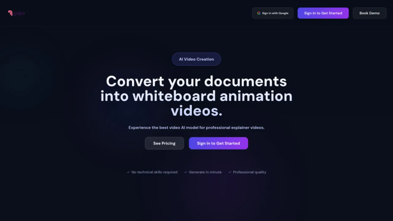 Golpo website preview