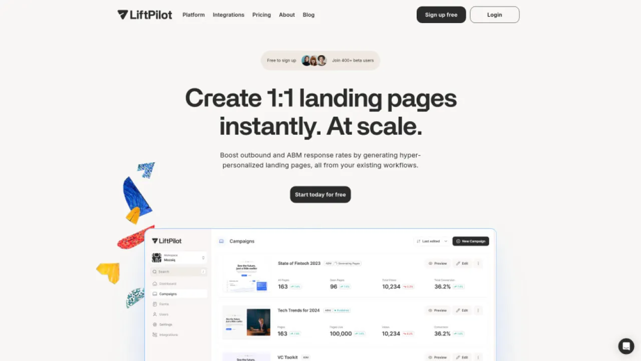 LiftPilot website preview
