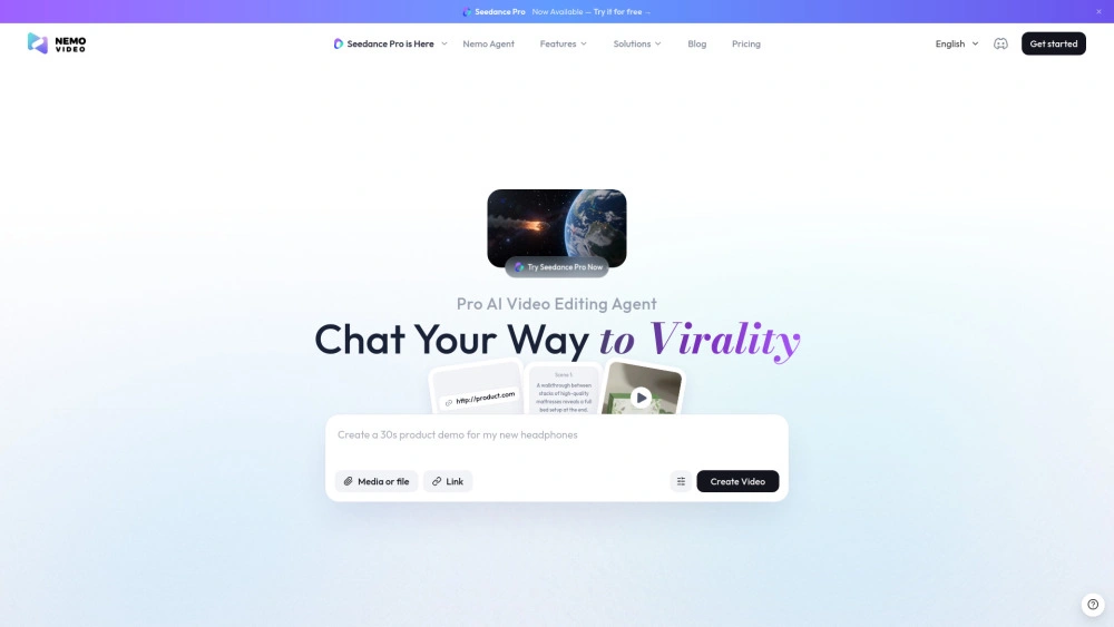 NemoVideo website preview