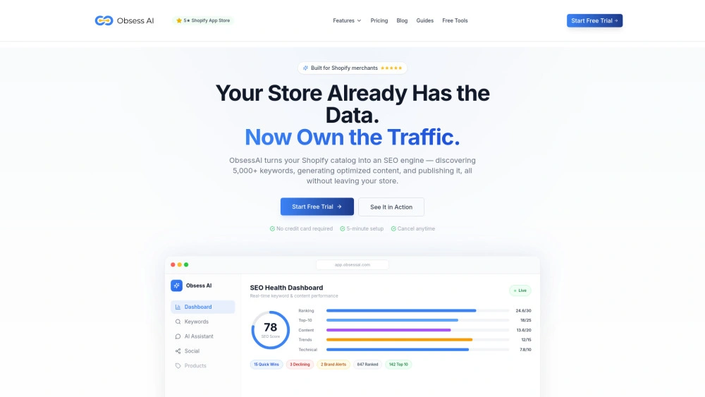 Obsess AI website preview