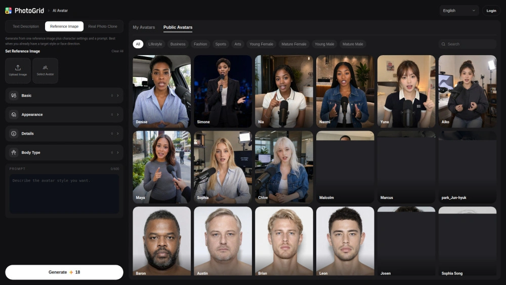 PhotoGrid AI Avatar Generator preview
