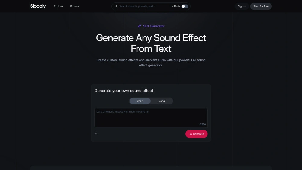 SFX Generator - Generate Any Sound Effect From Text preview