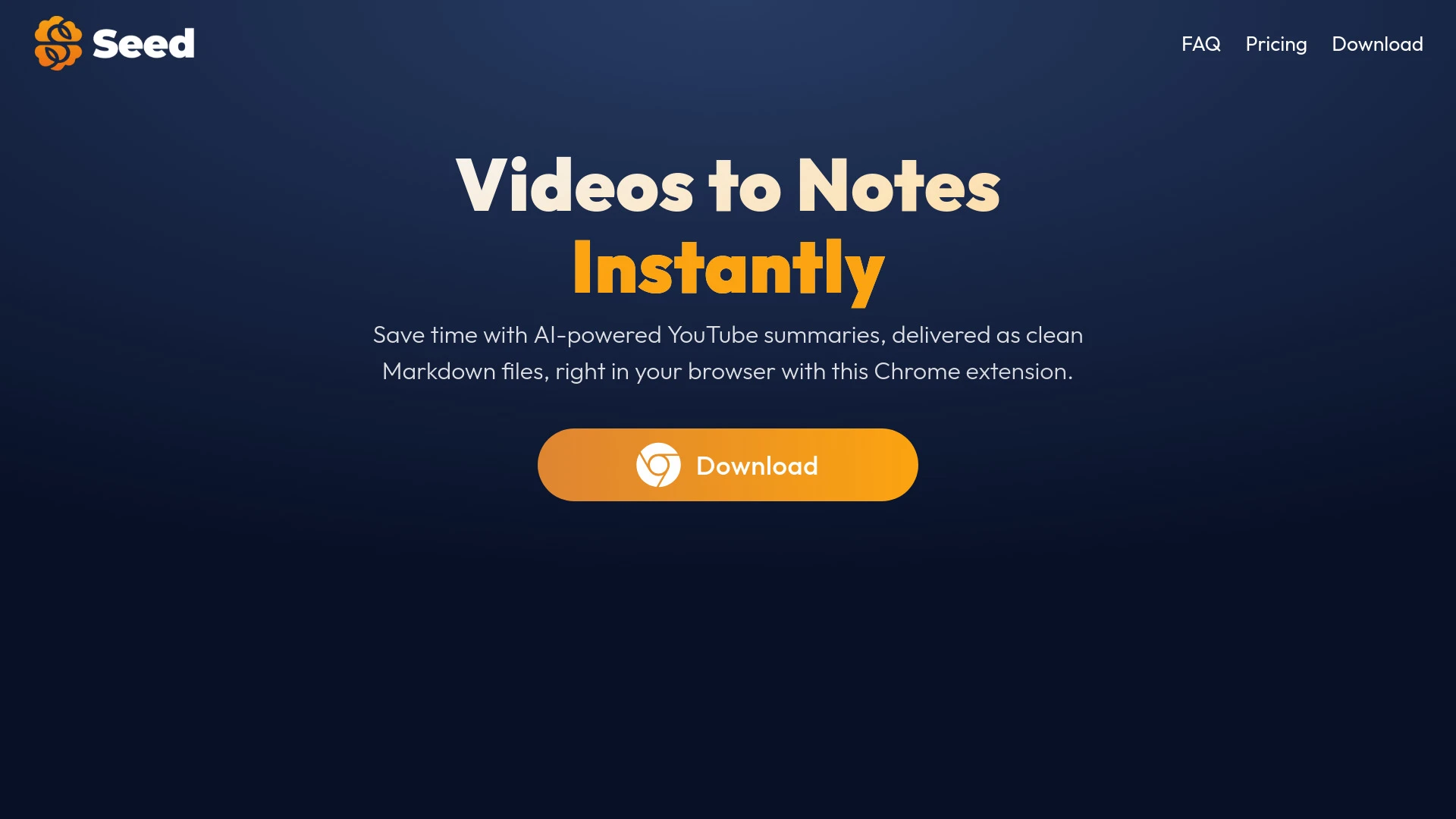 Seed - Youtube to Obsidian website preview
