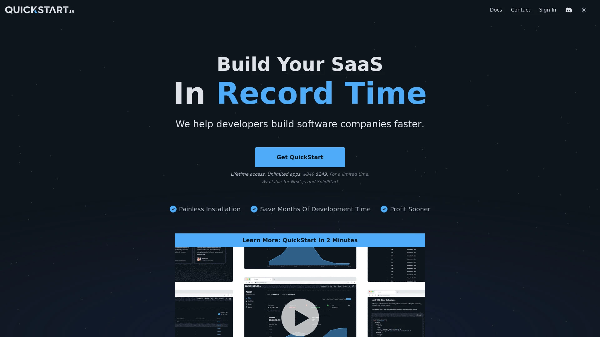 QuickStart website preview