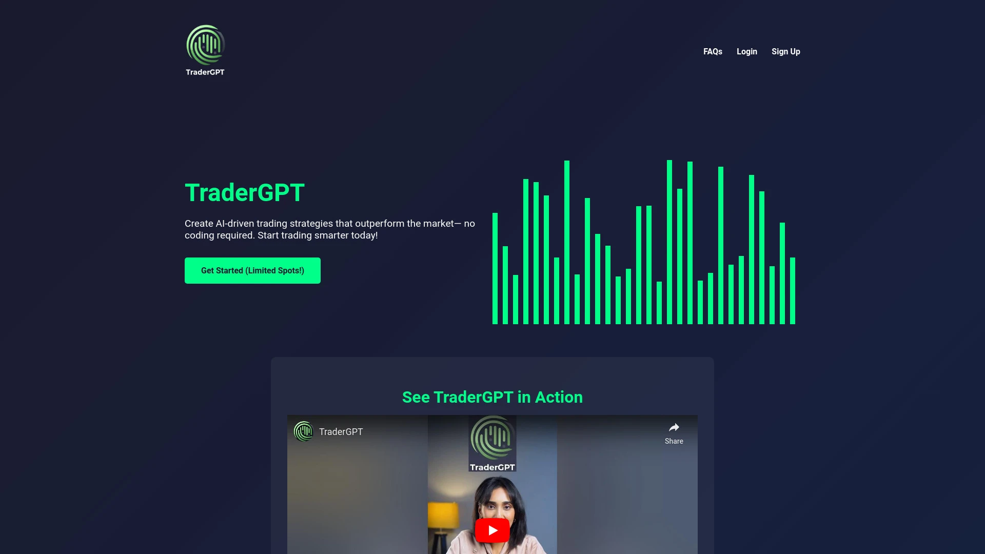 TraderGPT website preview
