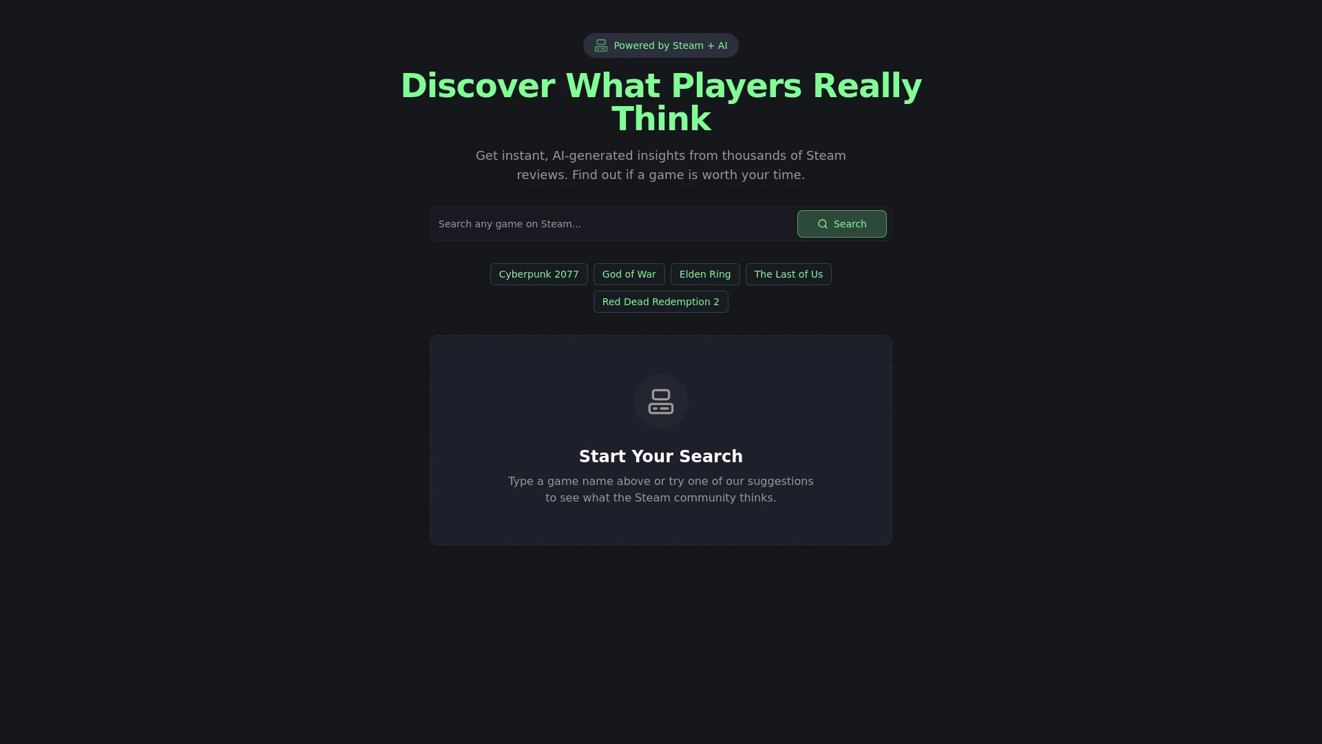 Steam Summarize website preview