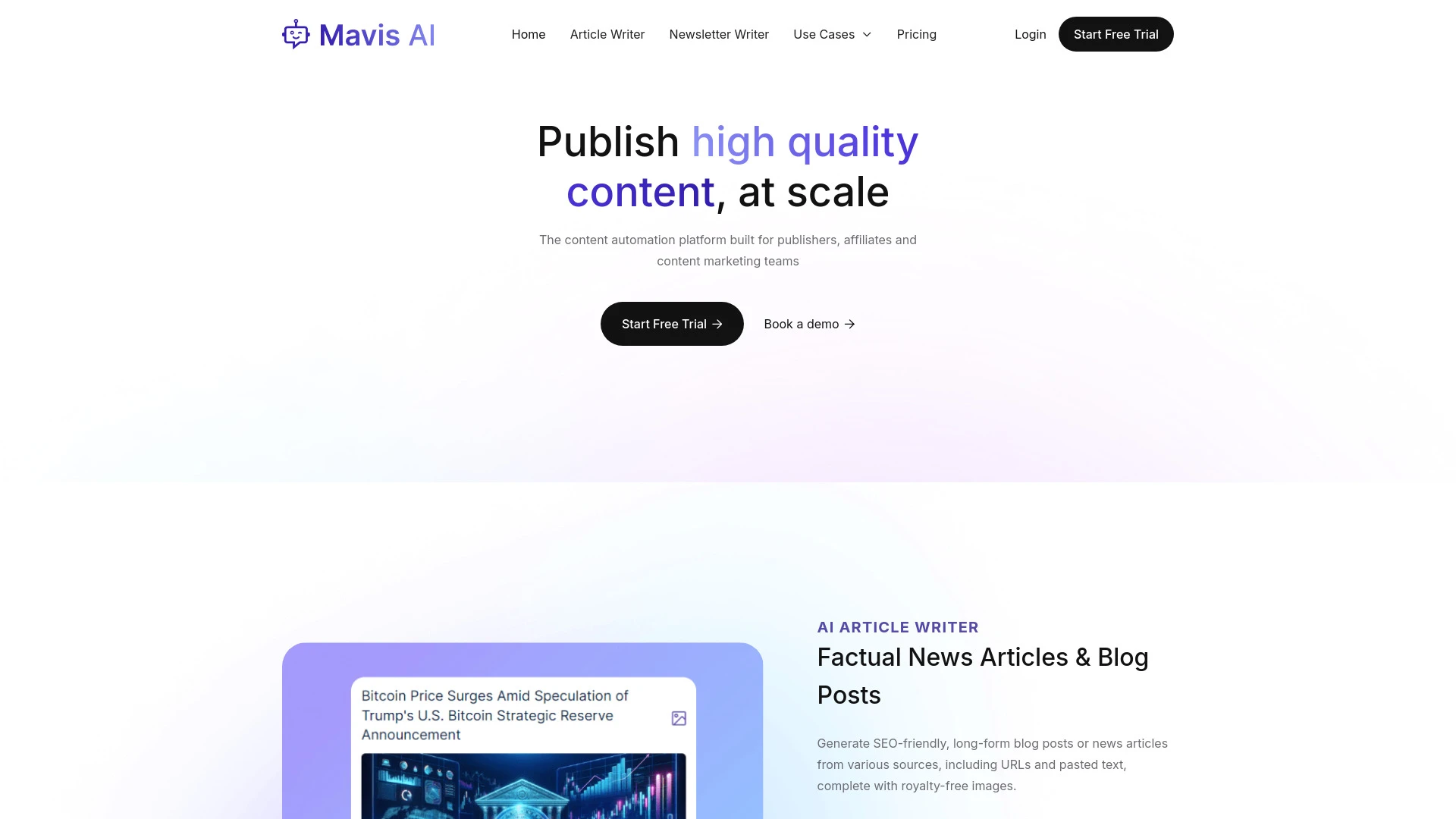 Mavis AI website preview
