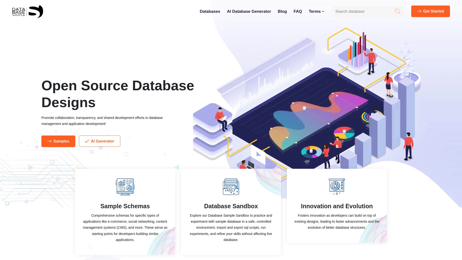 databasesample.com website preview
