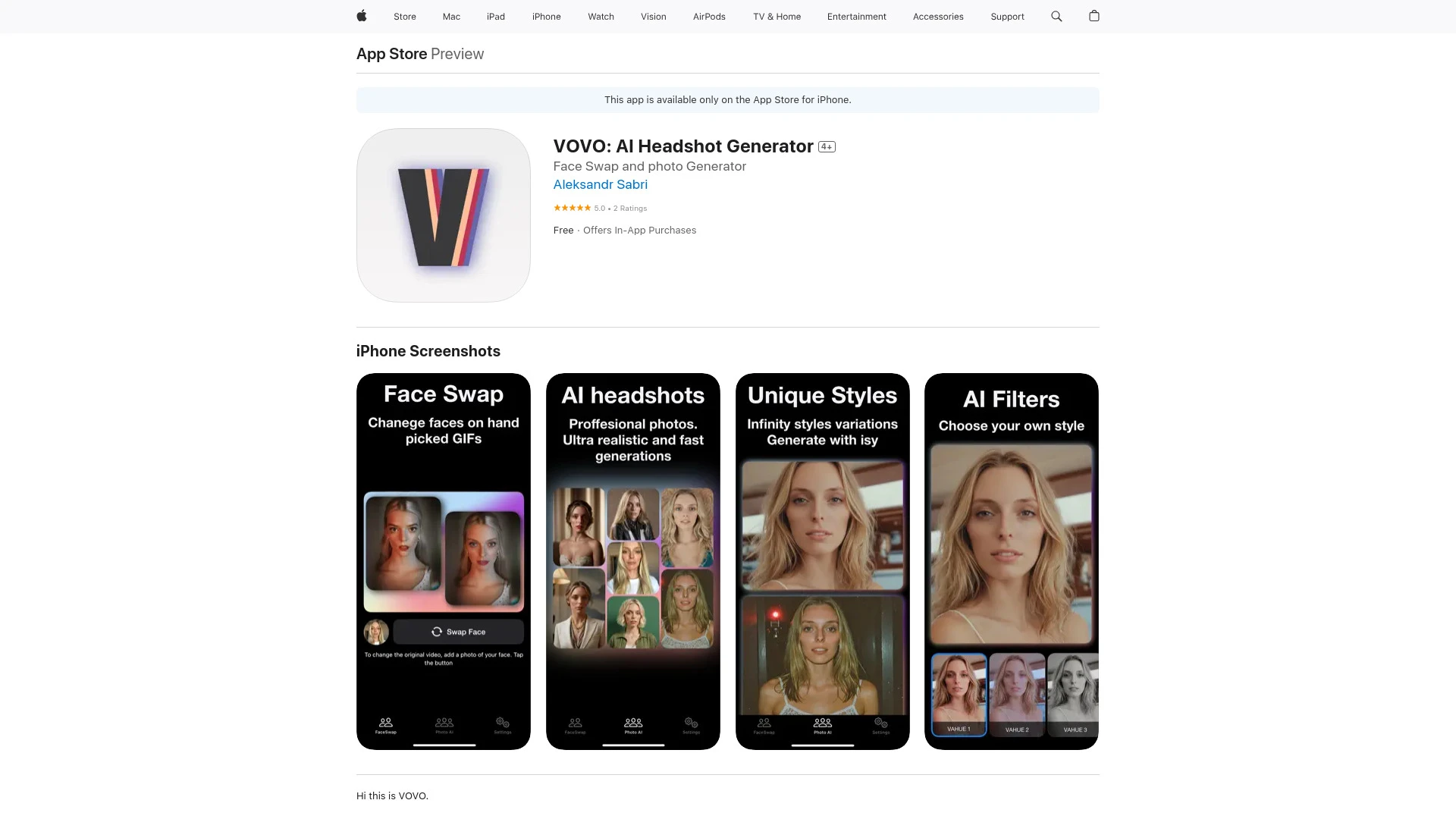 VAHUE website preview