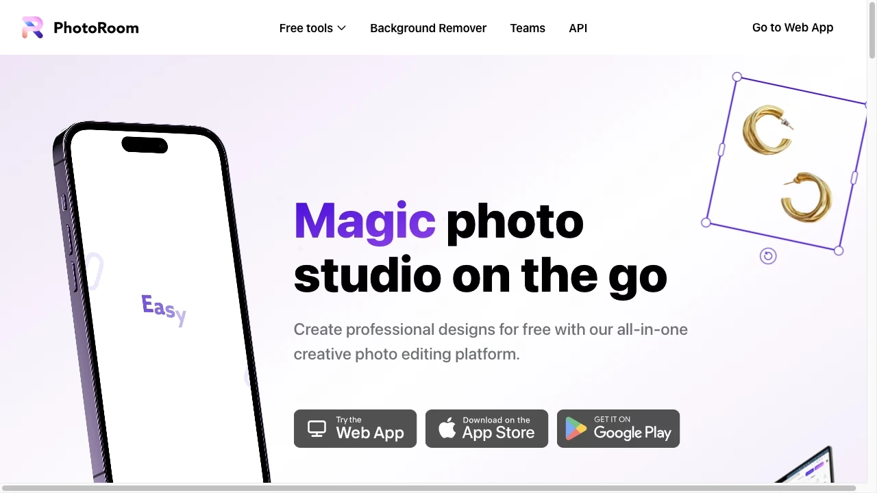 PhotoRoom website preview