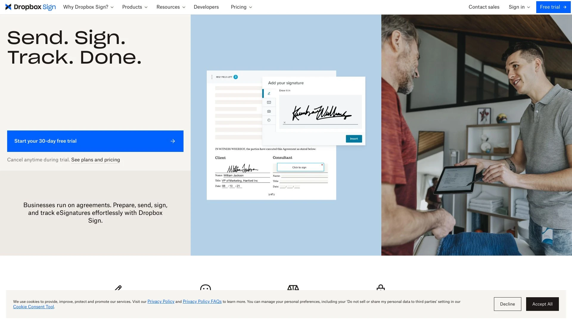 Dropbox Sign website preview