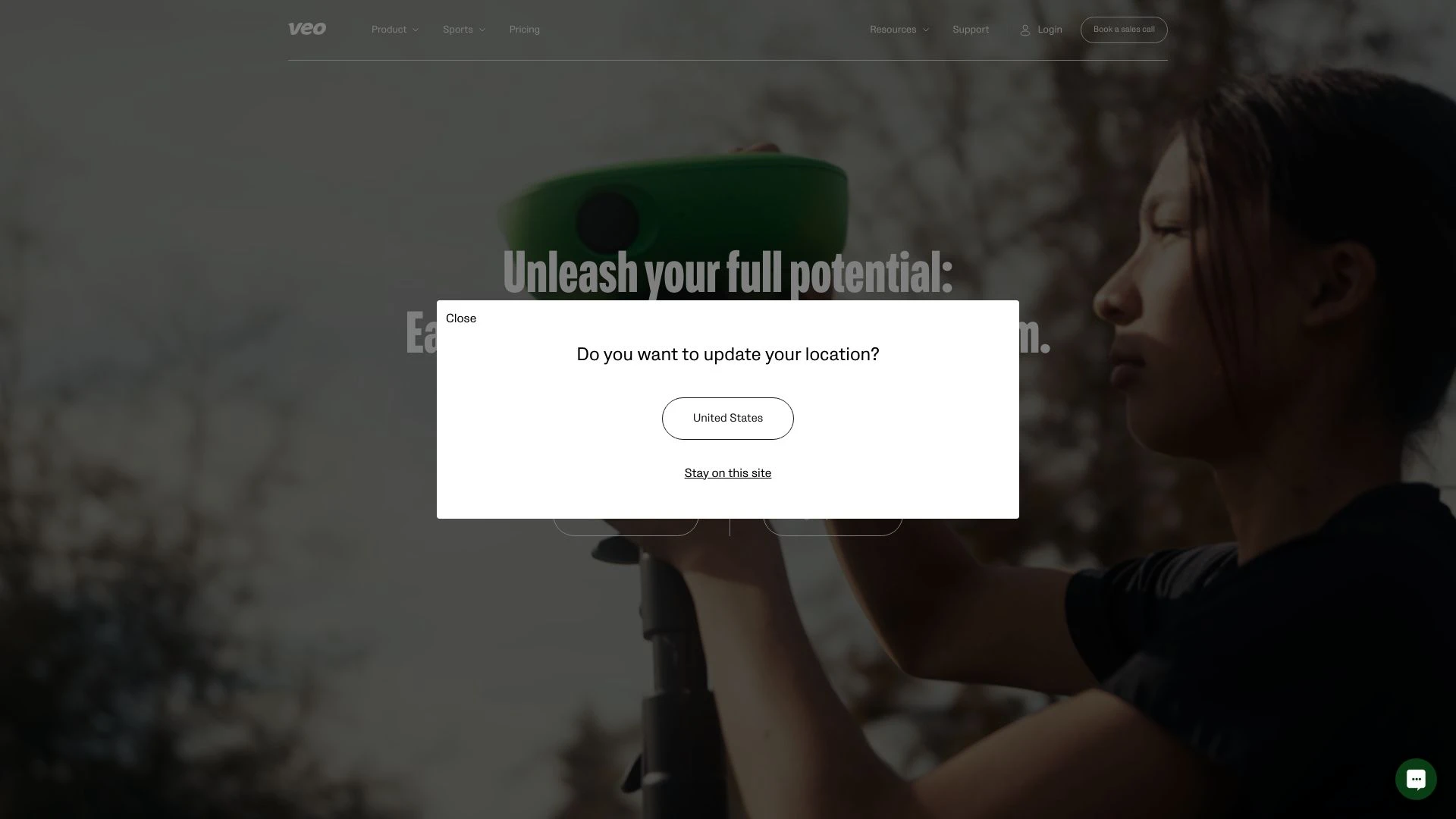 Veo Sports Camera website preview