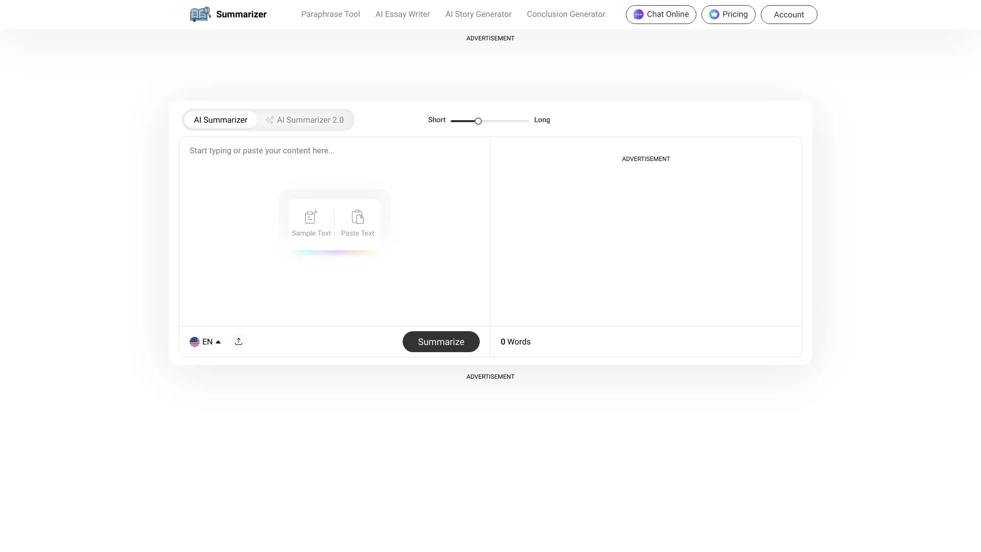 AI Summarizer website preview