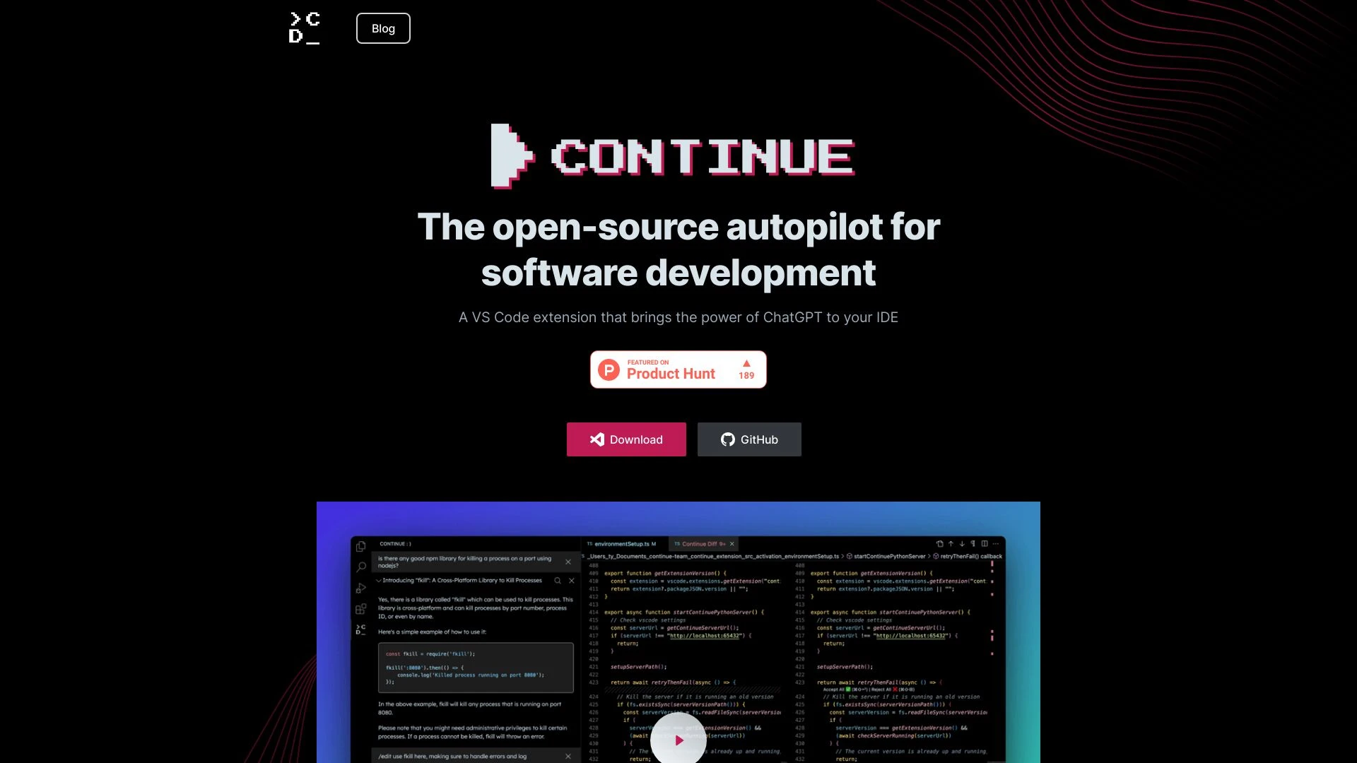 Continue website preview