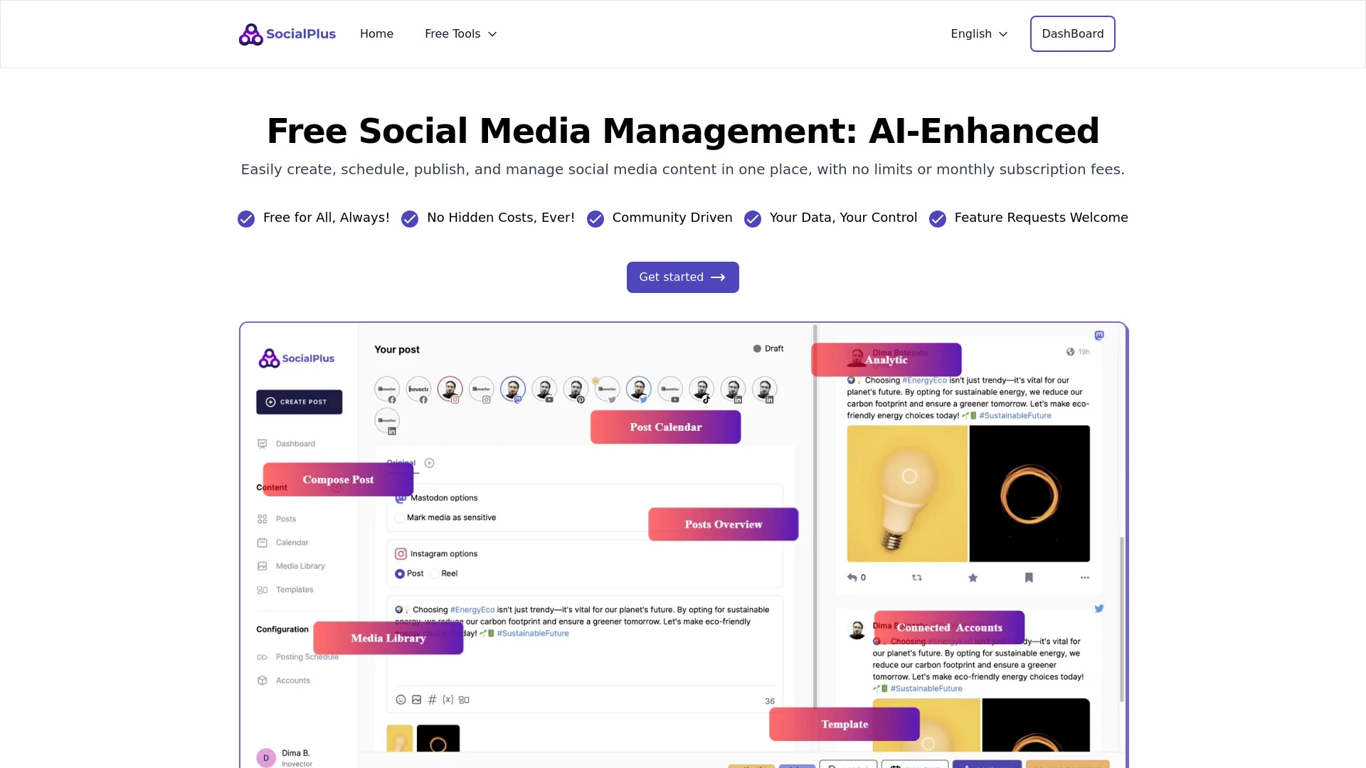 SocialPlus AI website preview