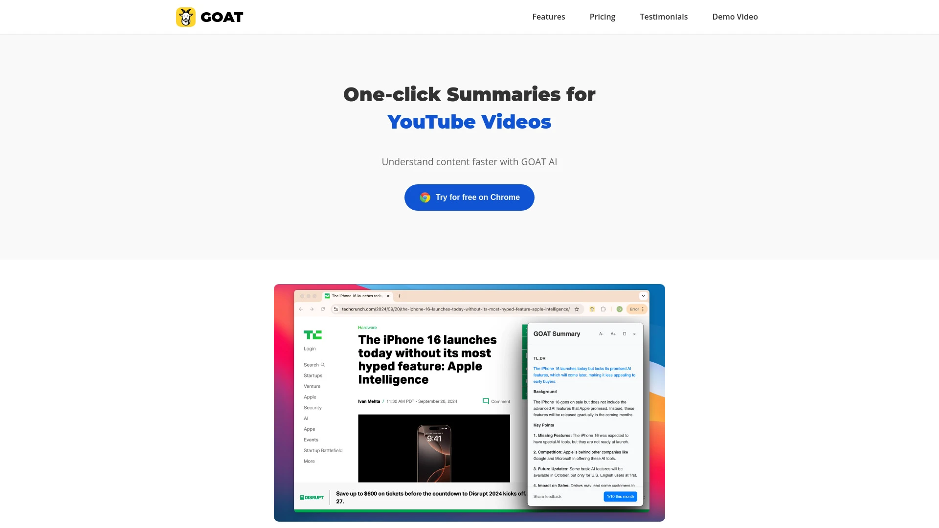 GOAT AI website preview