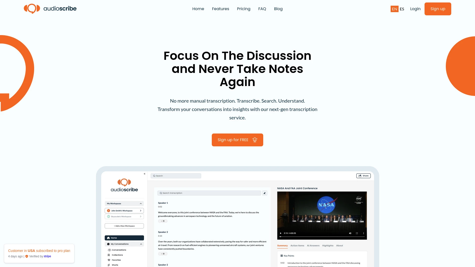 AudioScribe.io website preview
