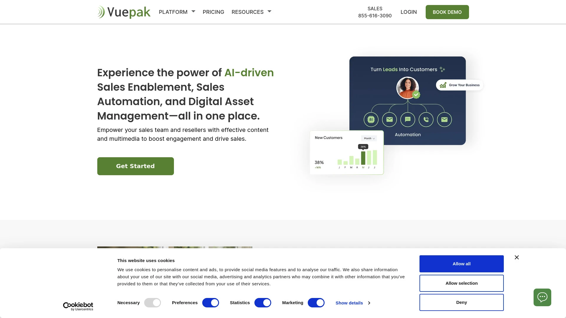 Vuepak website preview