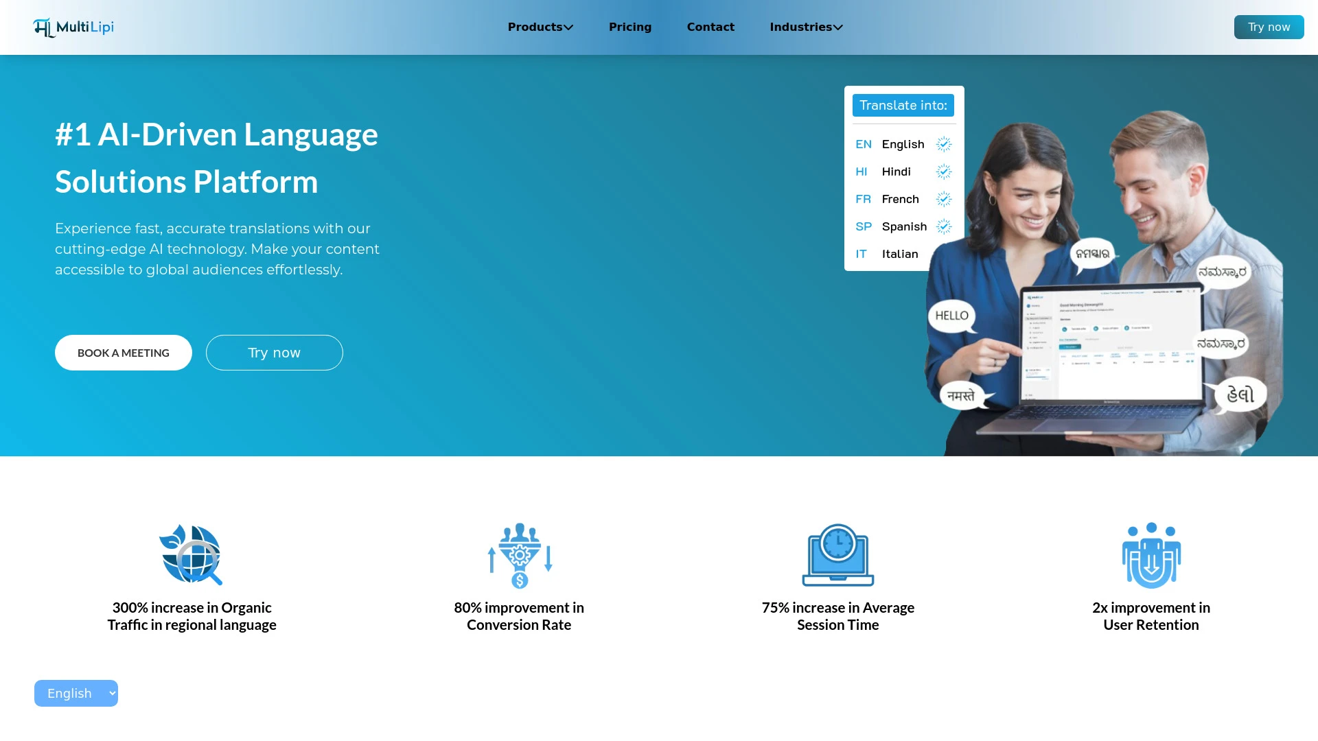 MultiLipi website preview