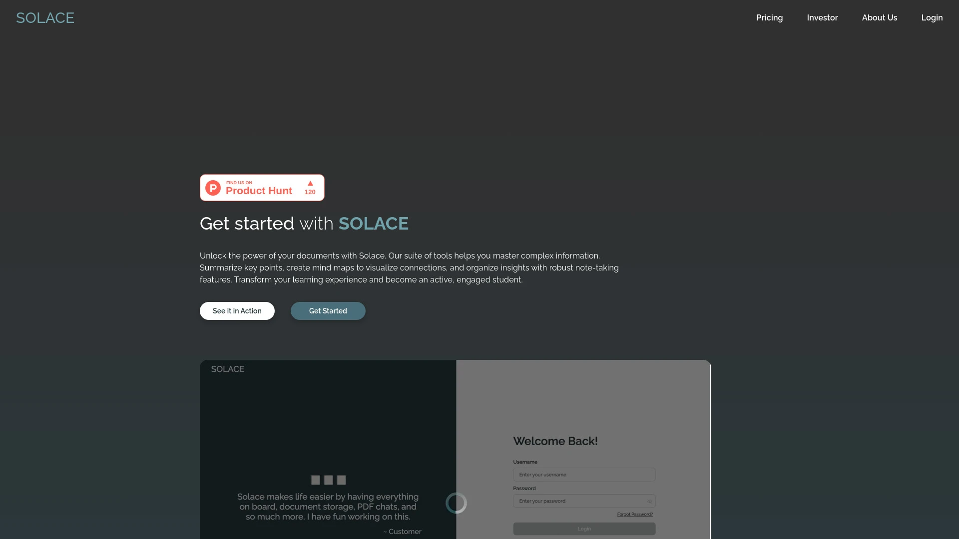 Solace website preview