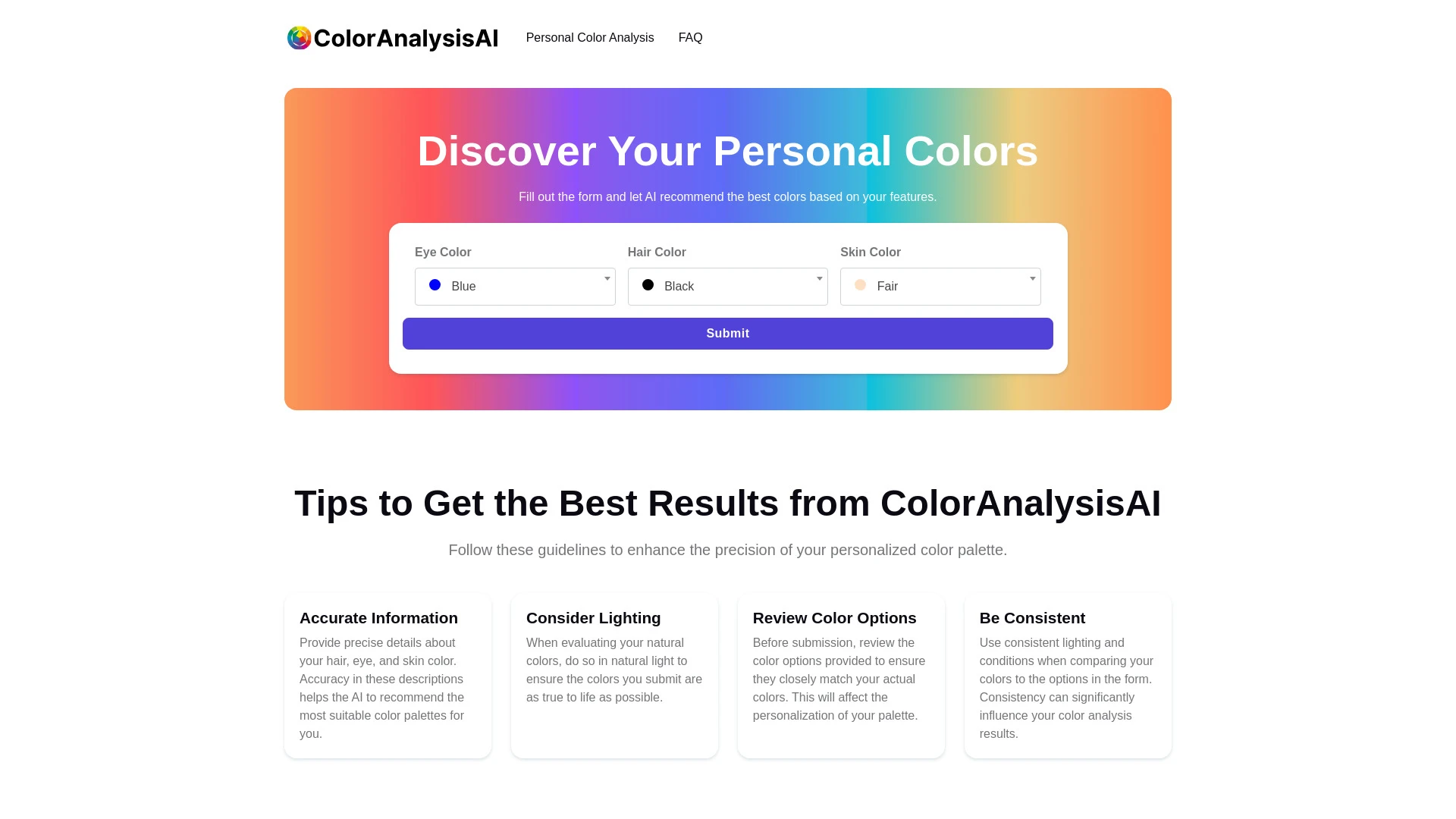 ColorAnalysisAI website preview