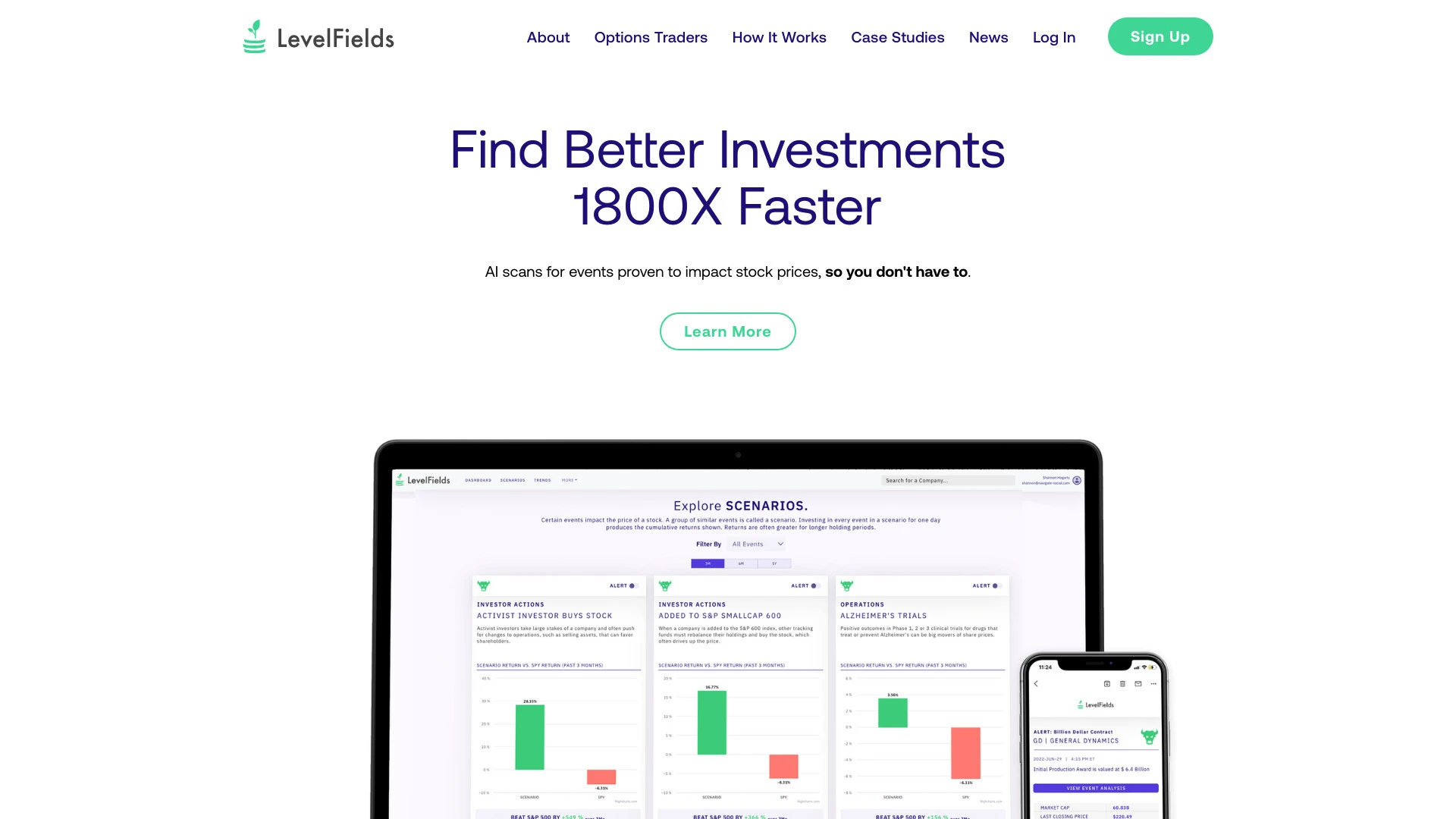 LevelFields AI Trading website preview