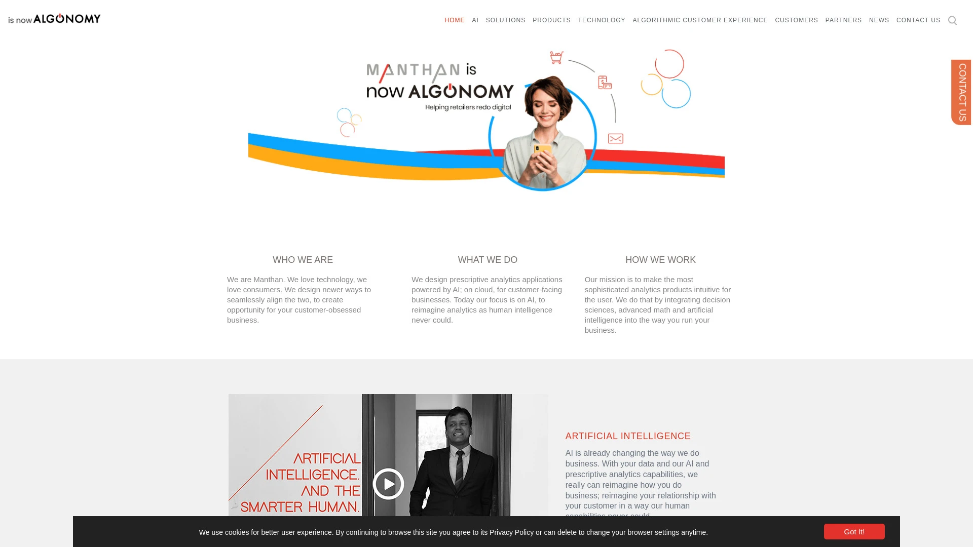 Manthan Systems website preview