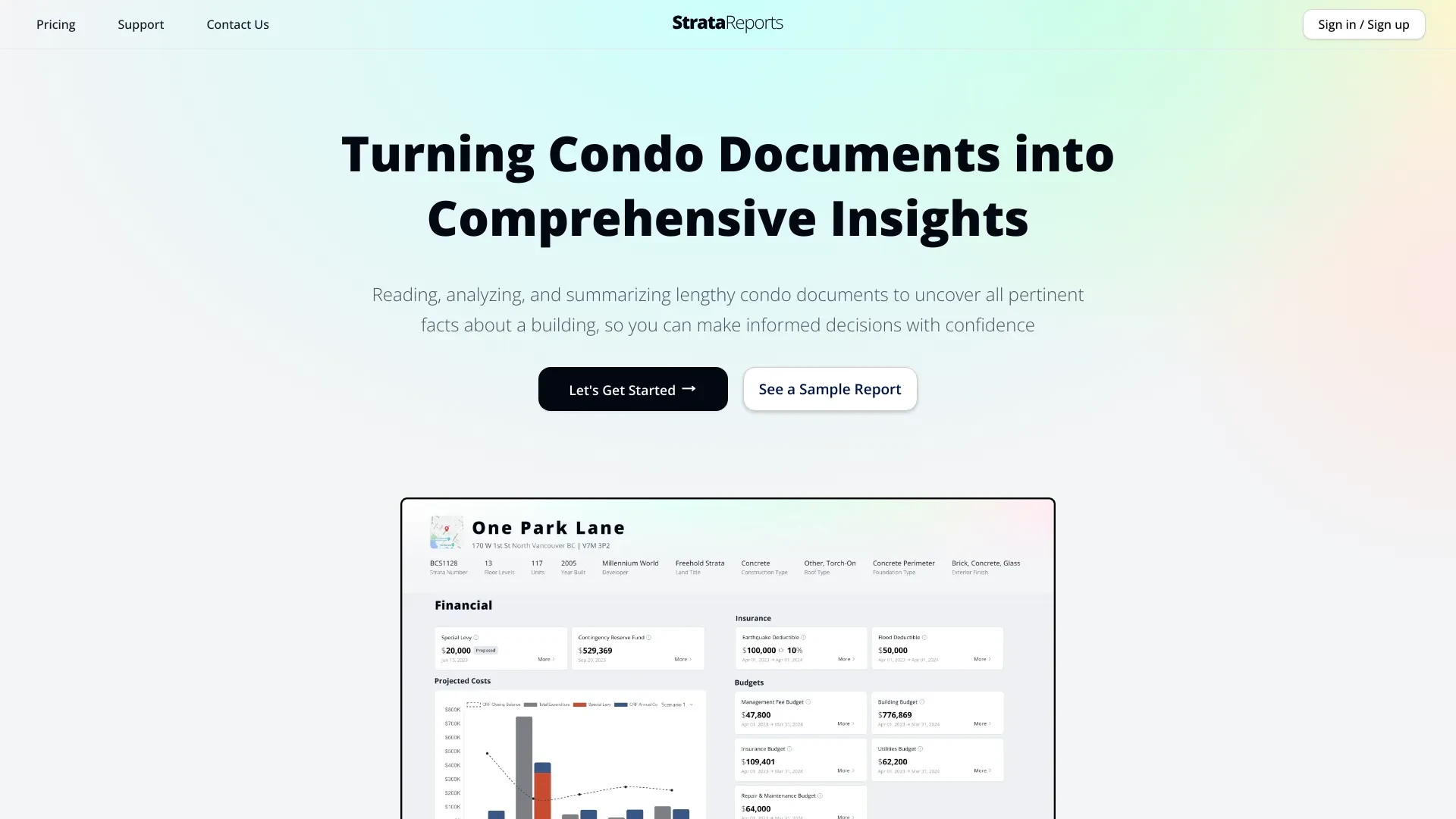 StrataReports website preview