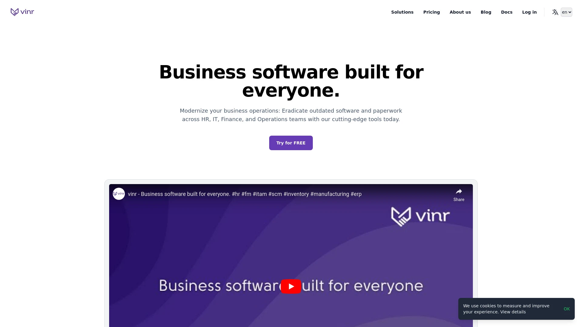 vinr Enterprise Solutions website preview