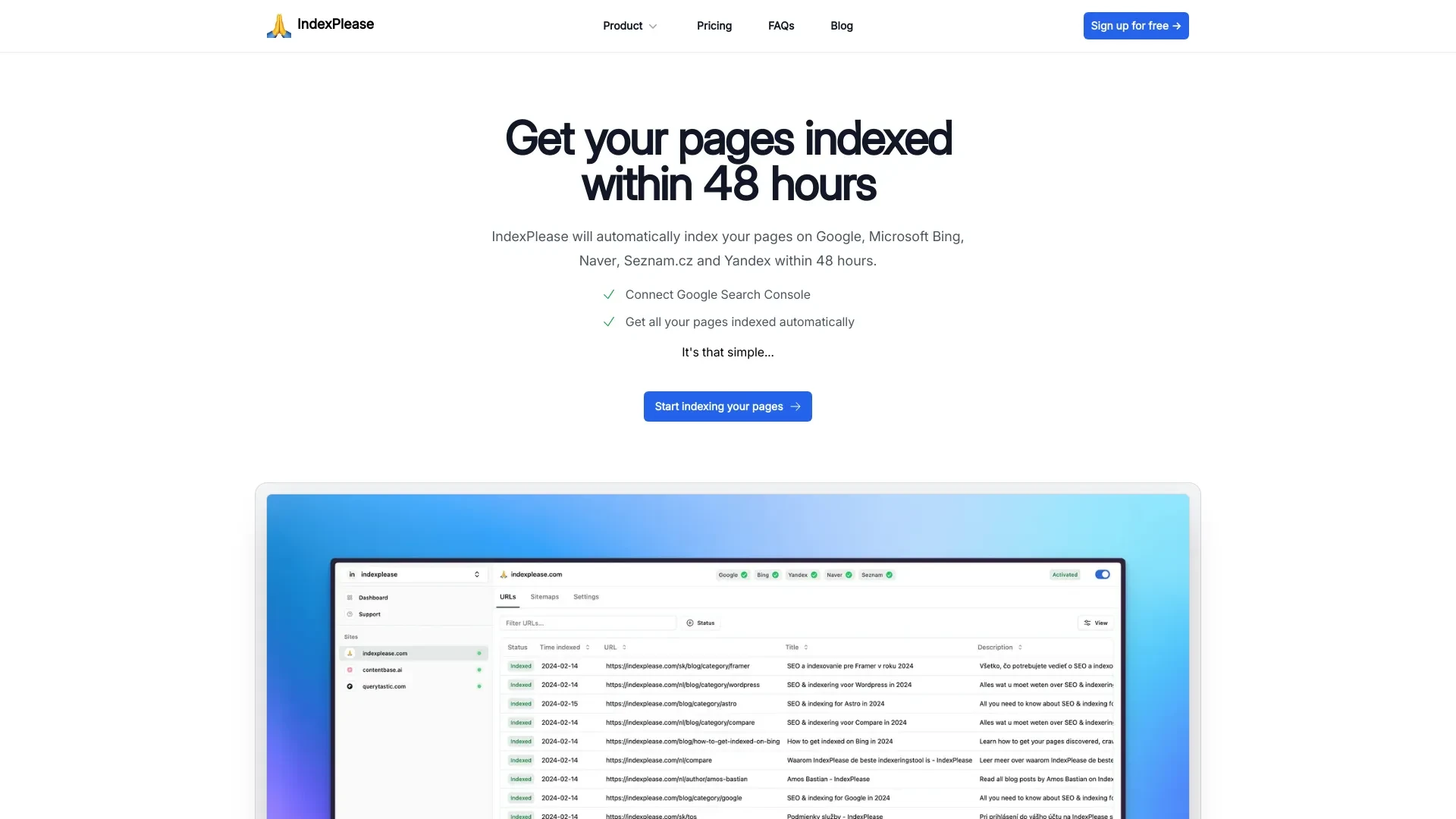 IndexPlease website preview