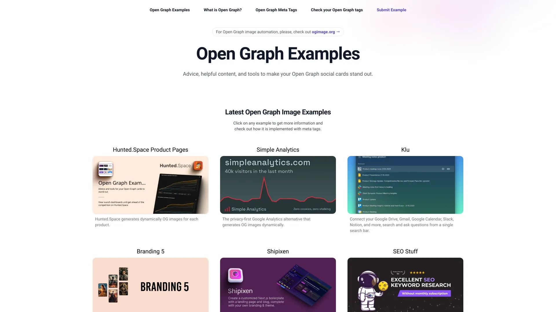 Open Graph Examples website preview