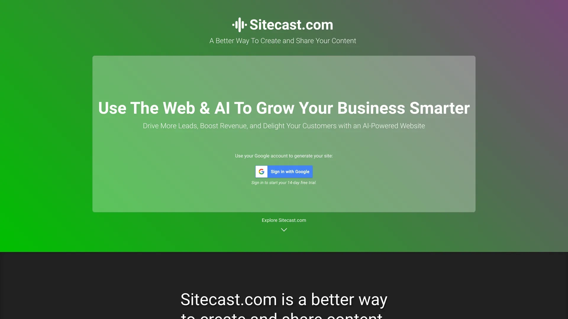 Sitecast.com website preview