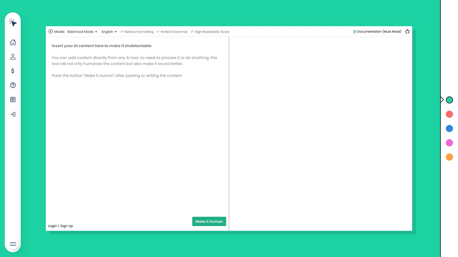 OneClickHuman website preview