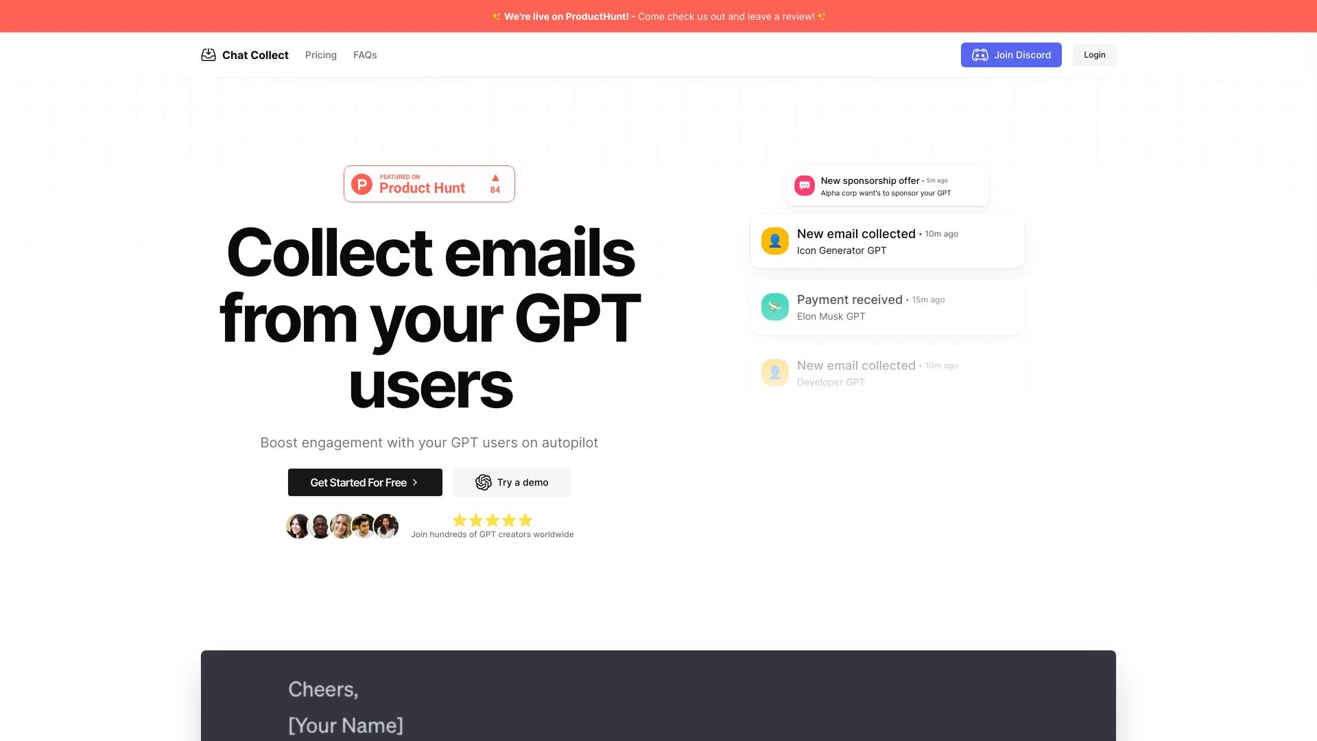 Chat Collect website preview