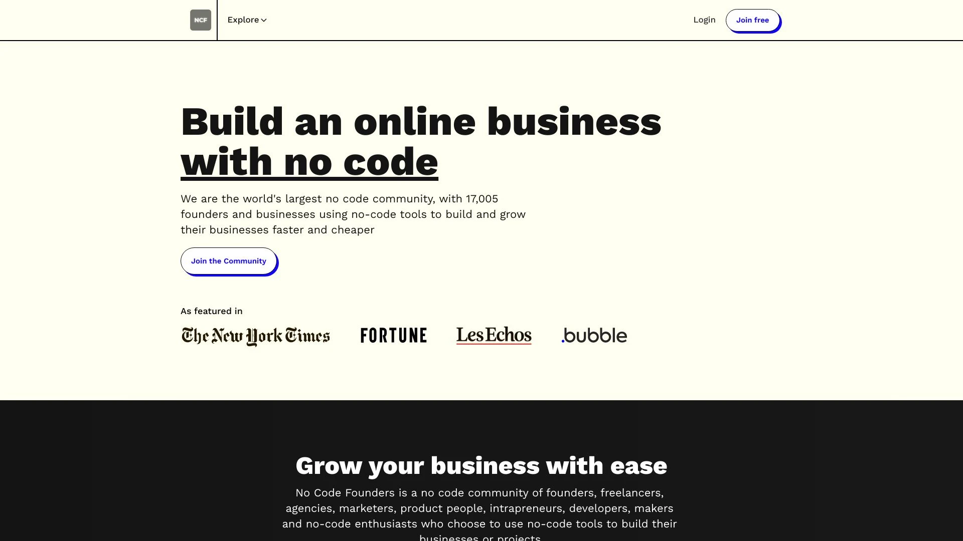 No Code Founders website preview