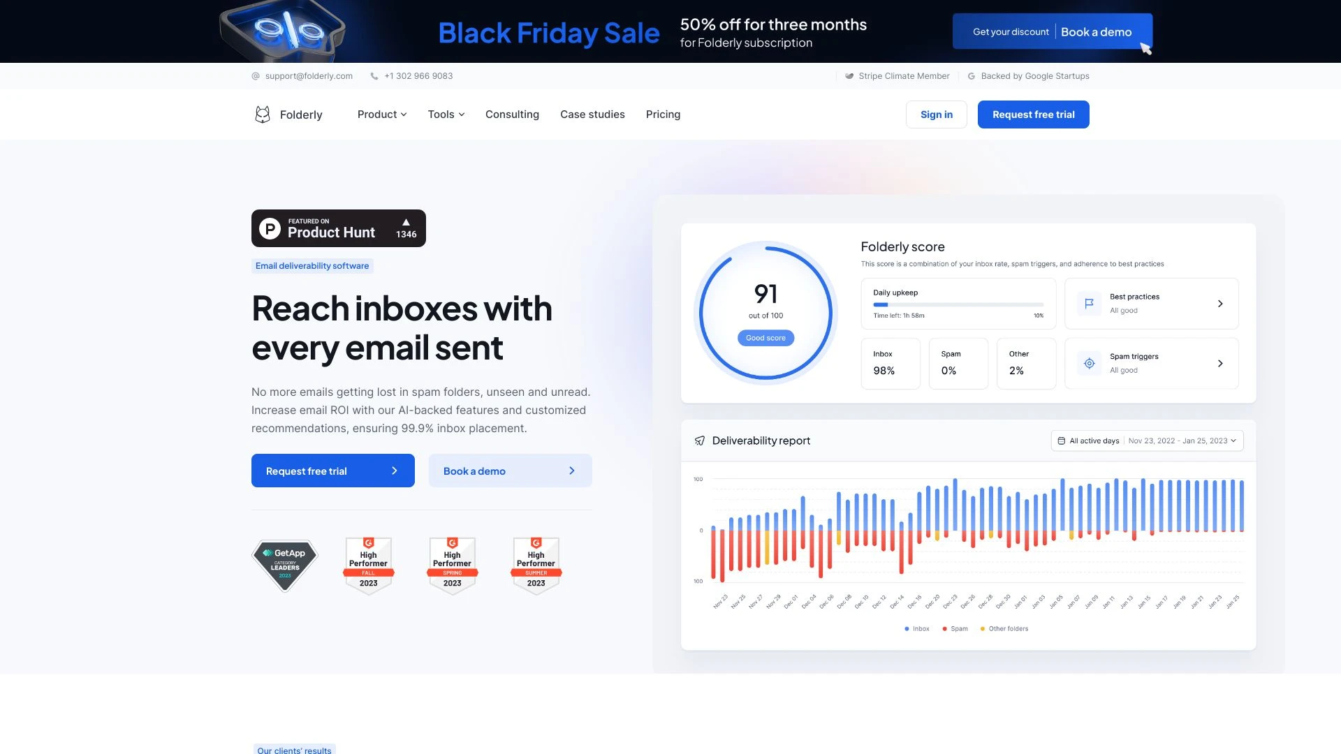 Folderly | Email Deliverability Software To Supercharge Outreach website preview