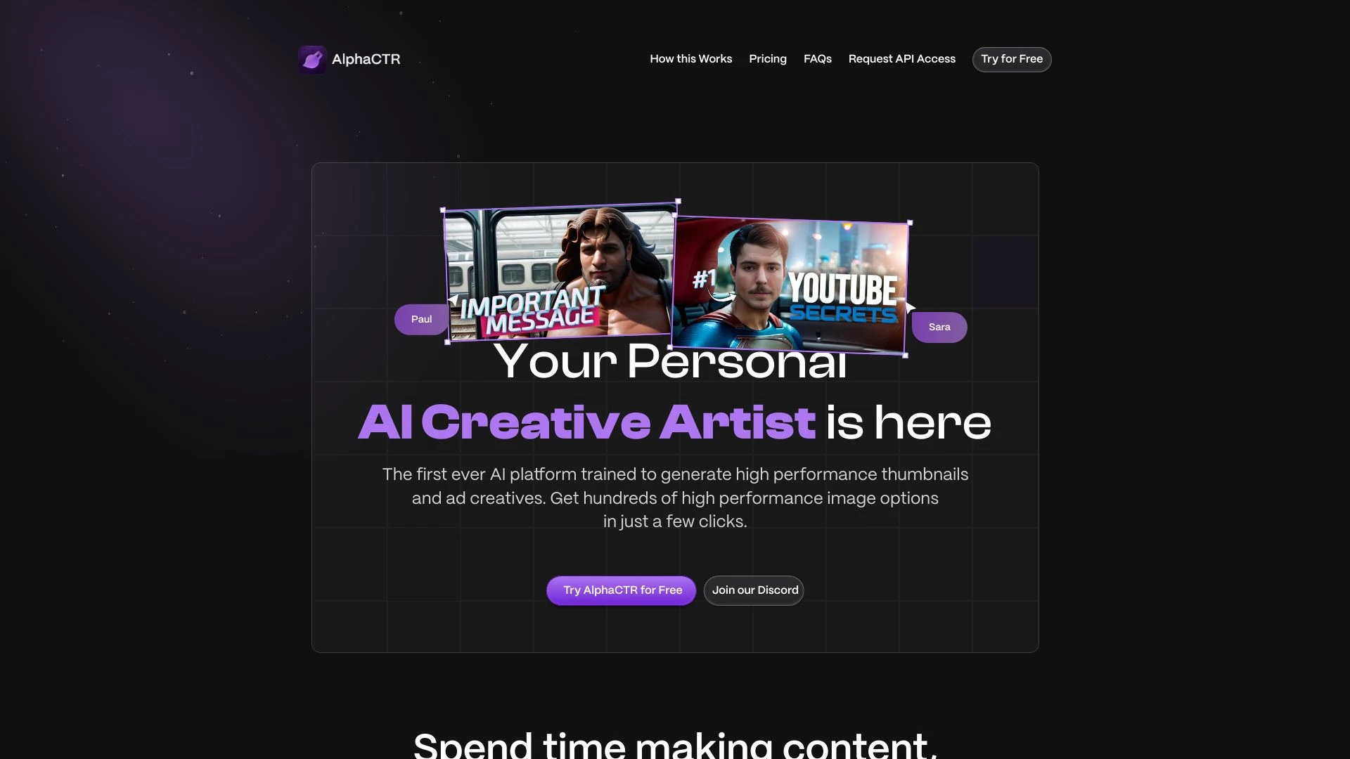 AlphaCTR website preview
