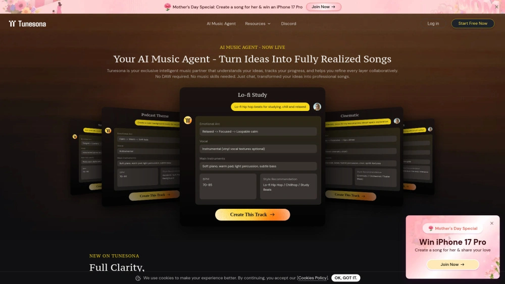 Tunesona AI Music Agent preview
