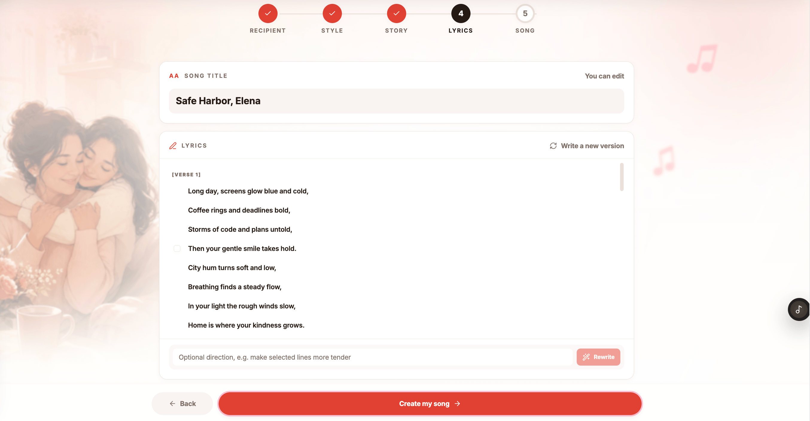 Create Custom Song - ai generated lyrics editor?