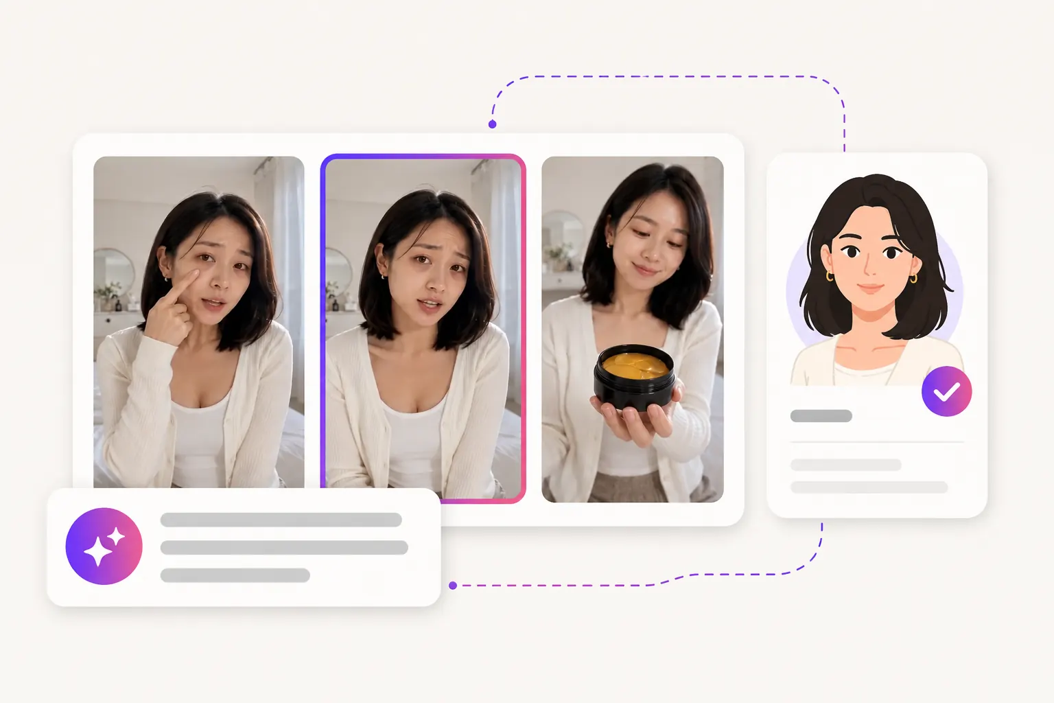 Workflow screen for building creator-style UGC ad concepts from a product link.
